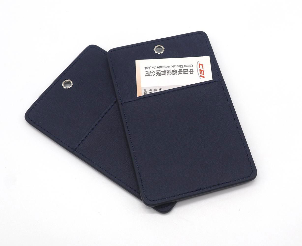 Synthetic leather PU badge holder dark blue blue  2