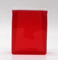 Promotion cheap small 0.3mm clear PVC pouch in red colour 