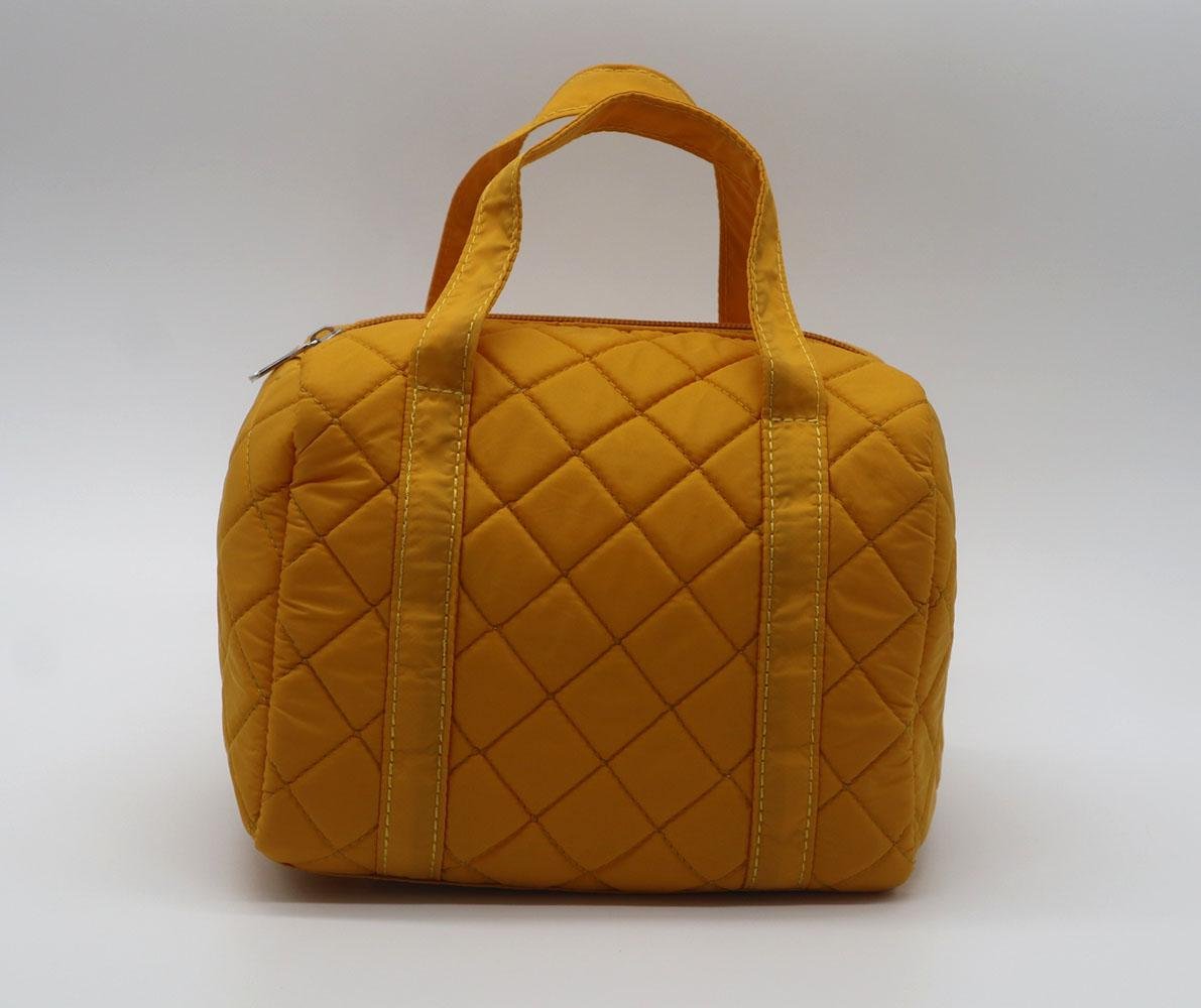 Nylon quilted lady small handbag yellow colour 