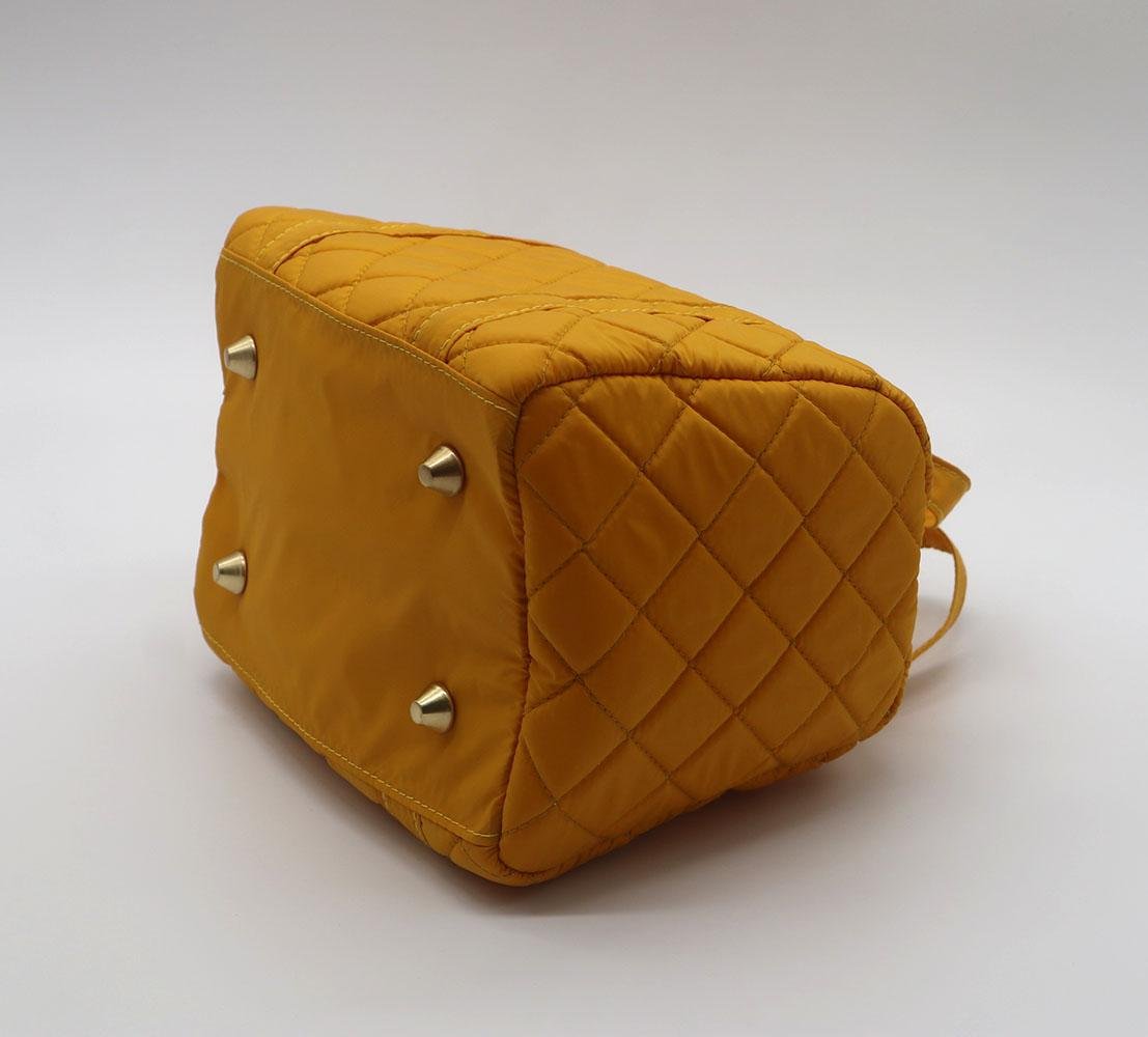 Nylon quilted lady small handbag yellow colour  5