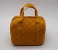 Nylon quilted lady small handbag yellow colour  4