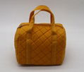 Nylon quilted lady small handbag yellow colour 