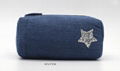 Jean made children pencil pouch with glitter star stitches on front