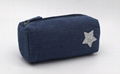 Jean made children pencil pouch with glitter star stitches on front 4