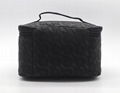 Lace patten black PU women cosmetic case with short handle  2