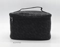 Lace patten black PU women cosmetic case with short handle  1