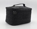 Lace patten black PU women cosmetic case with short handle  3