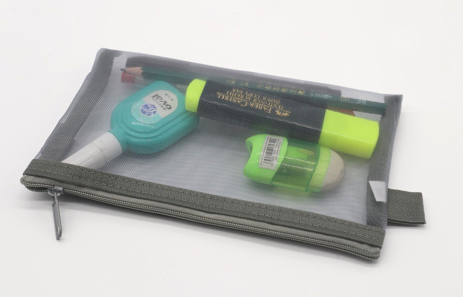 Mesh made office stationery pouch bag grey colour K2040 No Brand