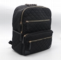 Trend beauty nylon quilted medium women backpack in black colour  