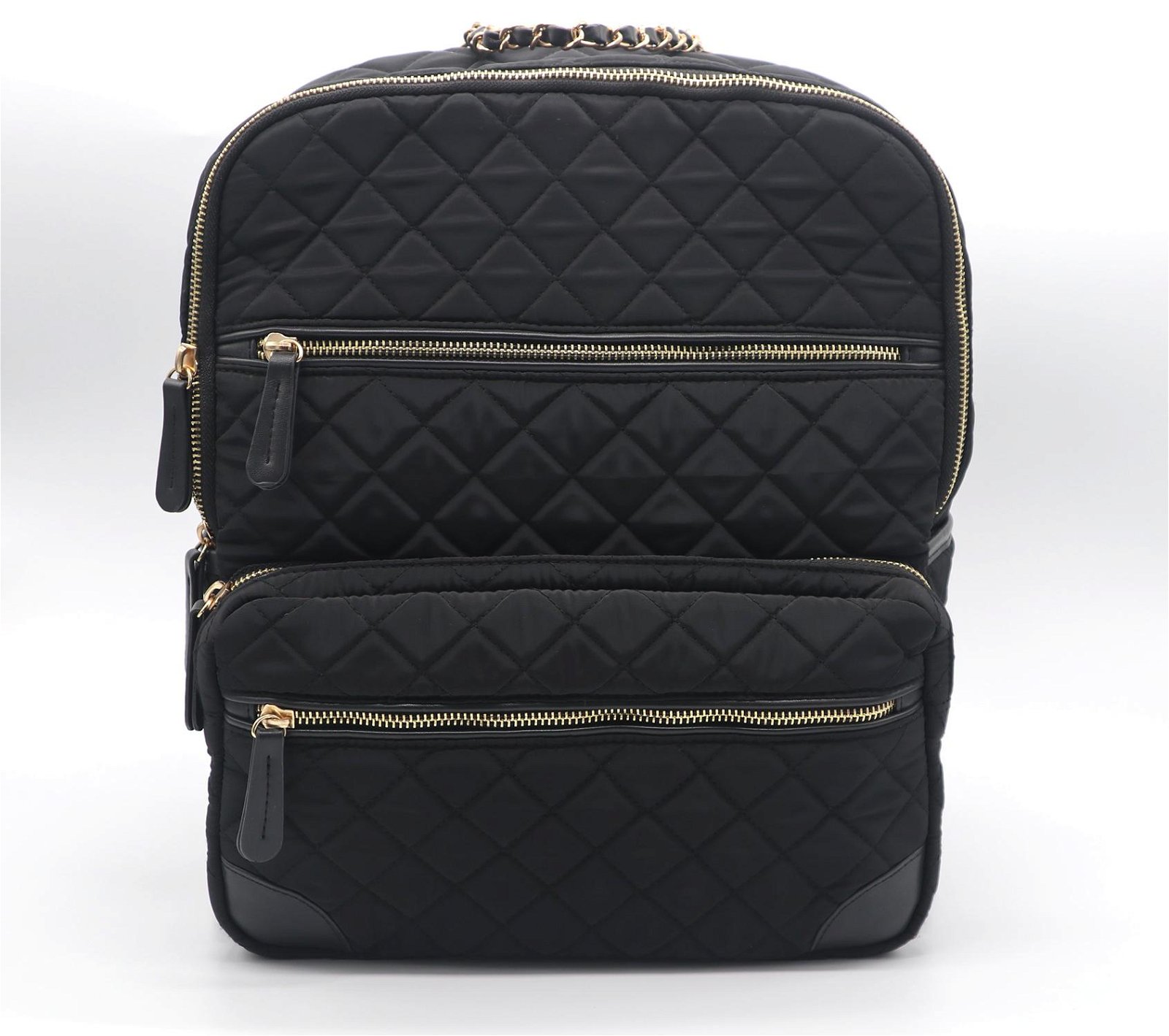 Trend beauty nylon quilted medium women backpack in black colour  
