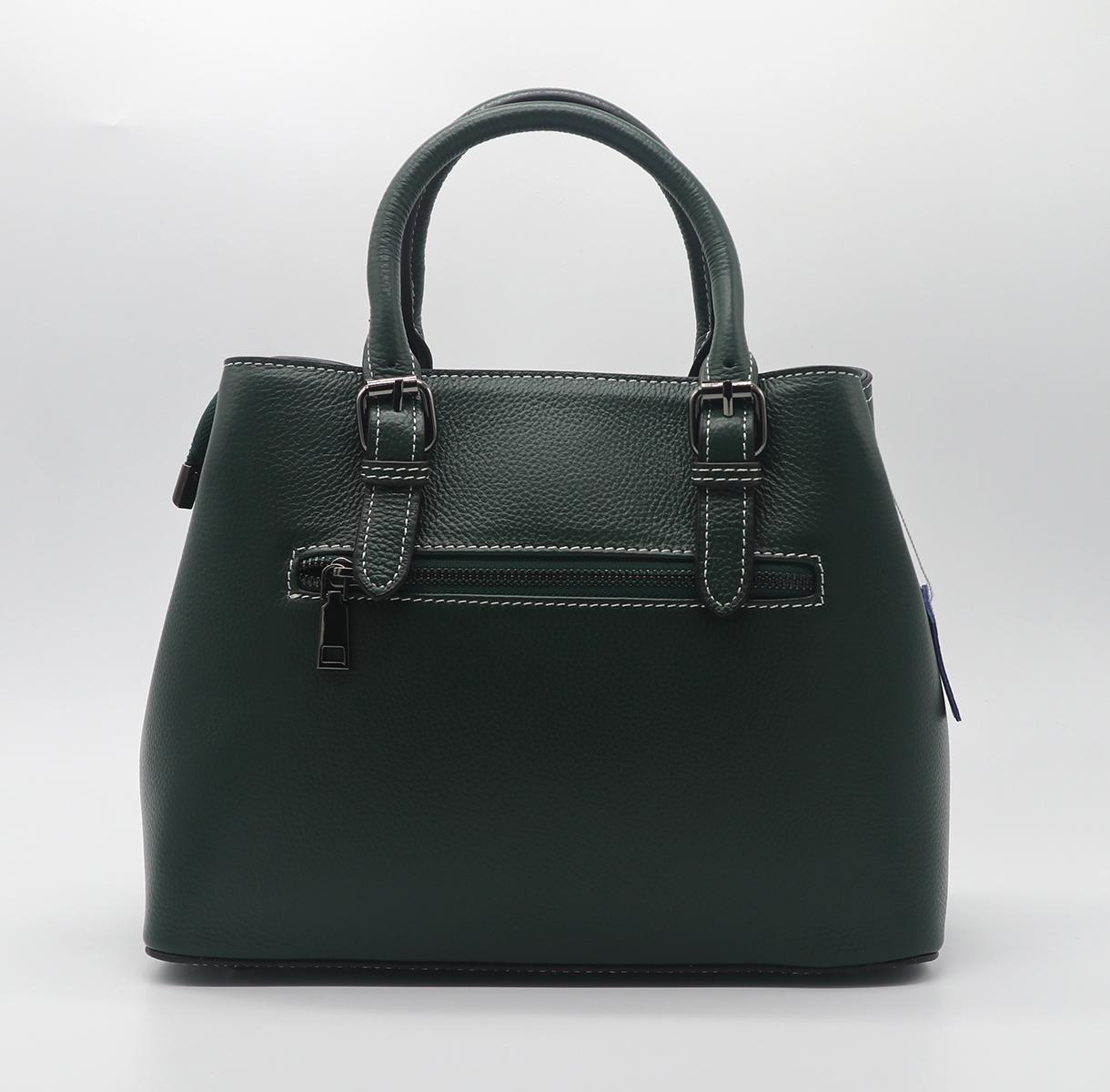 Genuine leather beauty medium size women handbag green colour  4