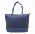 Daisy prints 16oz canvas beauty women tote bag in smog blue  1