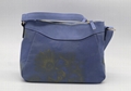 Daisy prints 16oz canvas beauty women shoulder handbag smog blue colour 