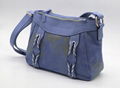 Daisy prints 16oz canvas beauty women shoulder handbag smog blue colour  3