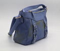 Daisy prints 16oz canvas beauty women shoulder handbag smog blue colour  4