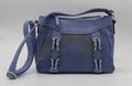 Daisy prints 16oz canvas beauty women shoulder handbag smog blue colour  1