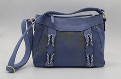 Daisy prints 16oz canvas beauty women shoulder handbag smog blue colour 