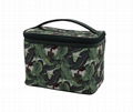 Full leaves polyester matt coate beauty lady cosmetic case in dark green colour 