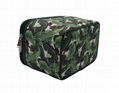 Full leaves polyester matt coate beauty lady cosmetic case in dark green colour 