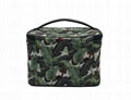 Full leaves polyester matt coate beauty lady cosmetic case in dark green colour 