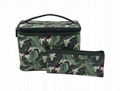 Full leaves polyester matt coate beauty lady cosmetic case in dark green colour  7