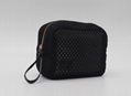 Promotion gift Lady beauty black mesh small cosmetic pouch w/wrist handle  2