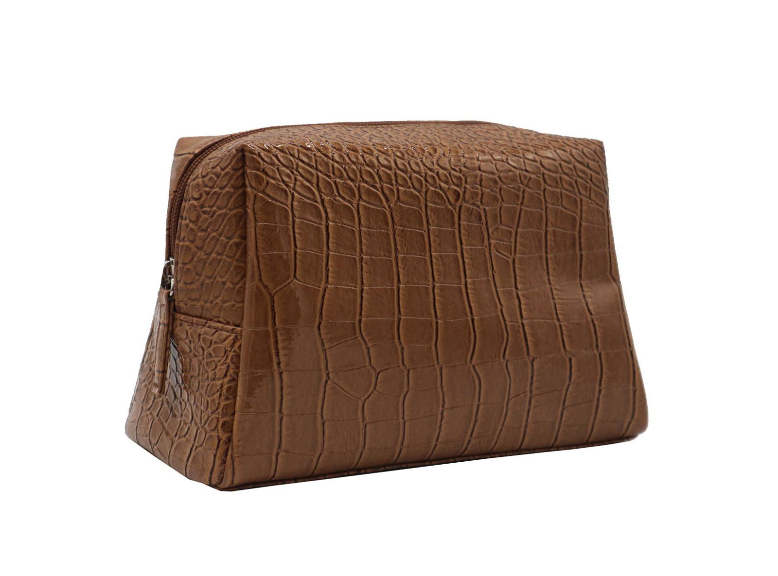 Crocodile pattern PVC lady beauty lady cosmetic bag in brown colour 