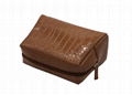 Crocodile pattern PVC lady beauty lady cosmetic bag in brown colour  5