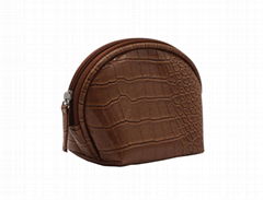 Brown shell shape mini cosmetic bag for women 