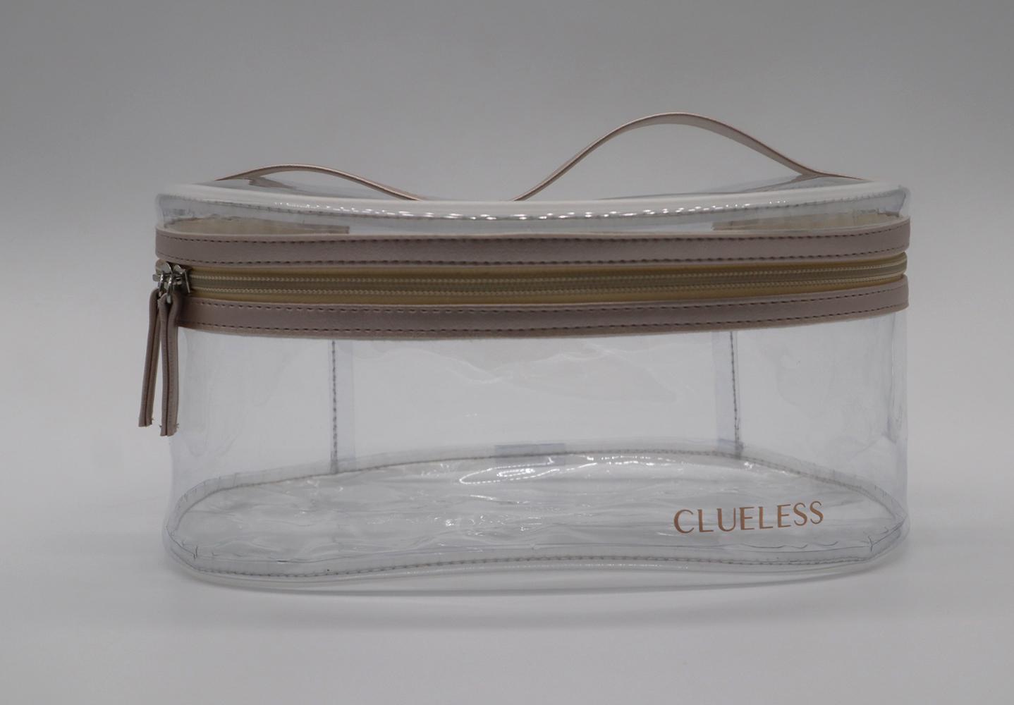 0.5mm transparent PVC promotion gift cosmetic case with handle