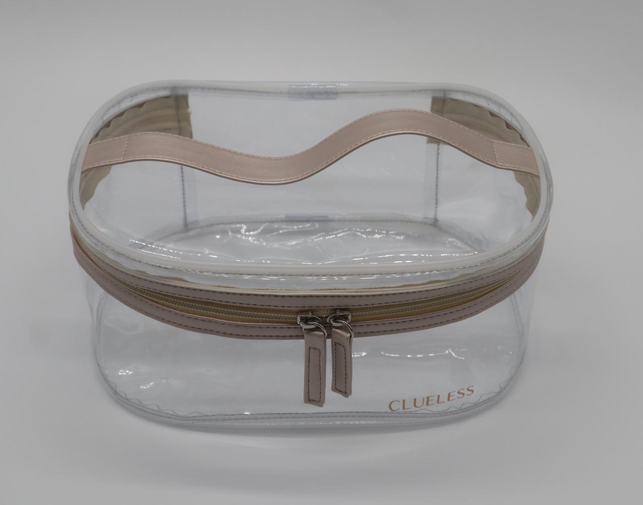 0.5mm transparent PVC promotion gift cosmetic case with handle 4