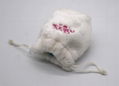 Fake fur lovely small drawstring bag in white with embroidery logo on front  5