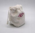 Fake fur lovely small drawstring bag in white with embroidery logo on front  3