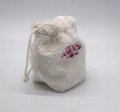 Fake fur lovely small drawstring bag in white with embroidery logo on front 