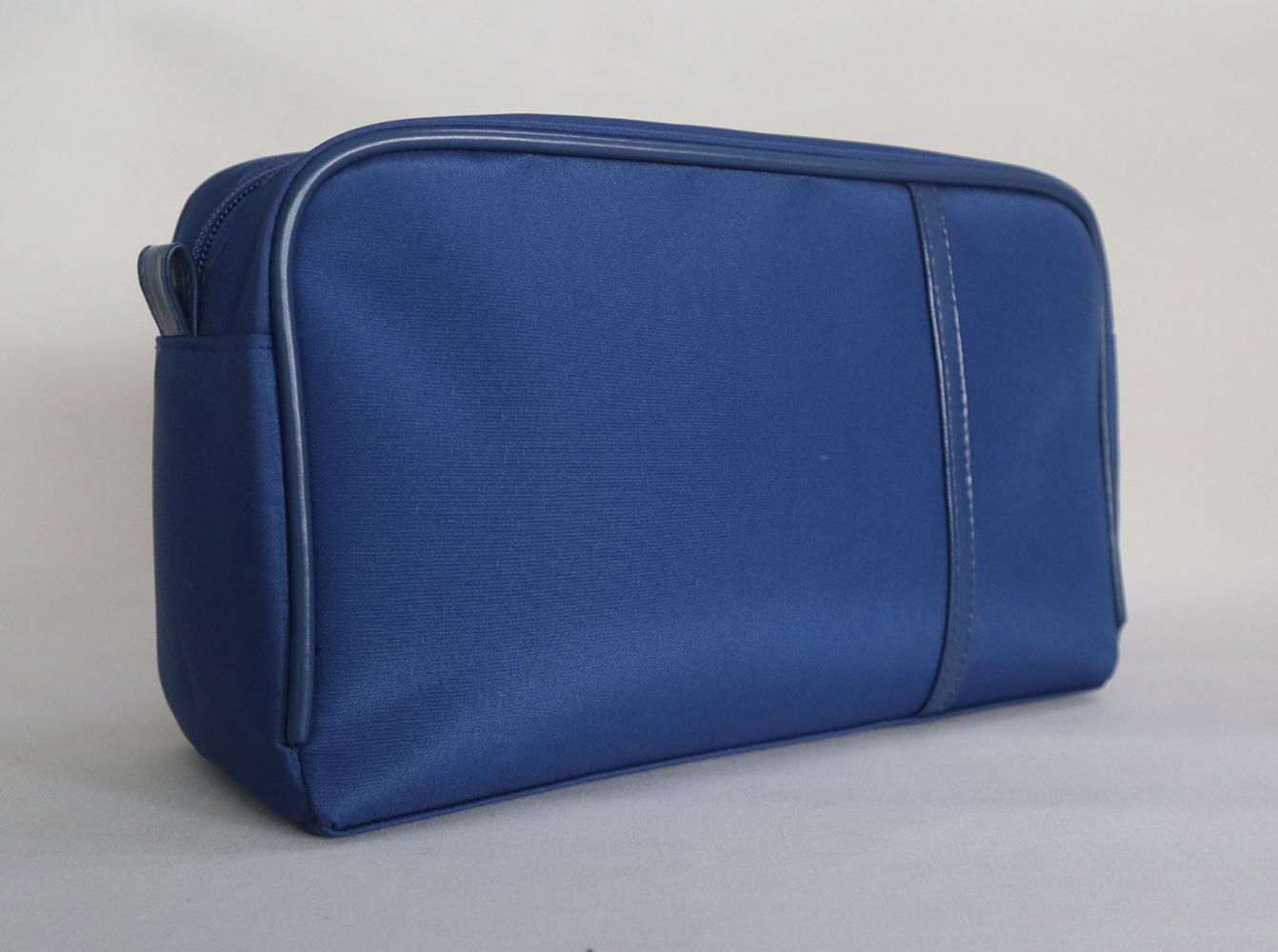 Navy microfiber large men makeup bag for travel with slim PU band at ...