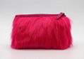 Fake fur cute lady makeup bag pink color with glitter band at top