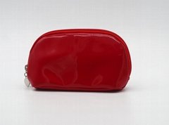Bright vinyl PVC promotion gift travel cosmetic pouch bag for women in red 