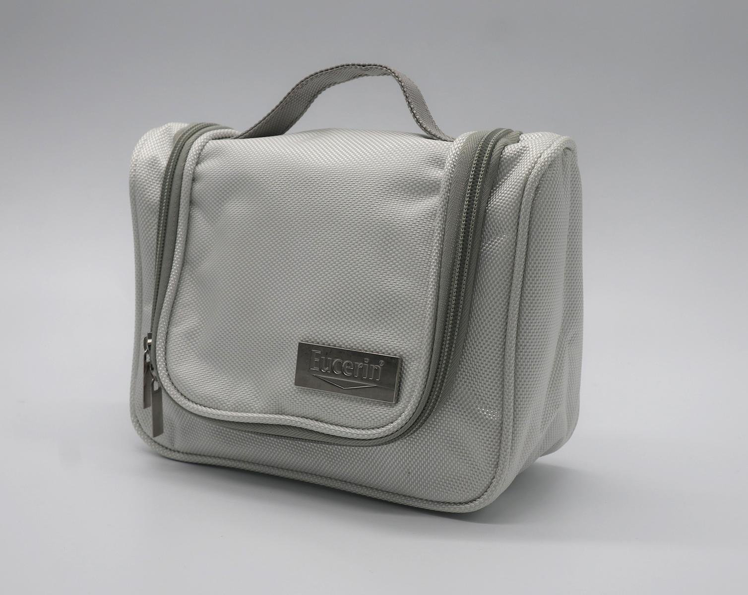 1680D polyester unisex small white travel toiletry bag with mirror 3