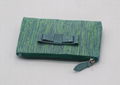 PP woven beauty lady cosmetic pouch with bow in malachite green colour 4