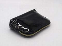 Shiny black vinyl PU high grade gift cosmetic bag to vip customers