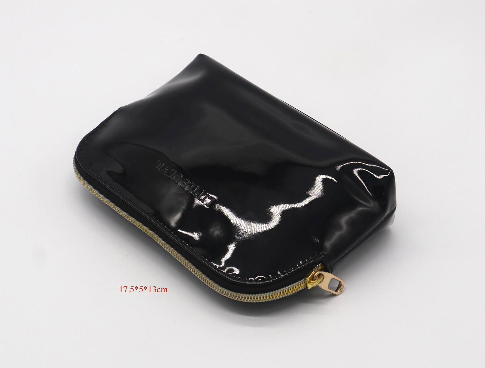 Shiny black vinyl PU high grade gift cosmetic bag to vip customers 3