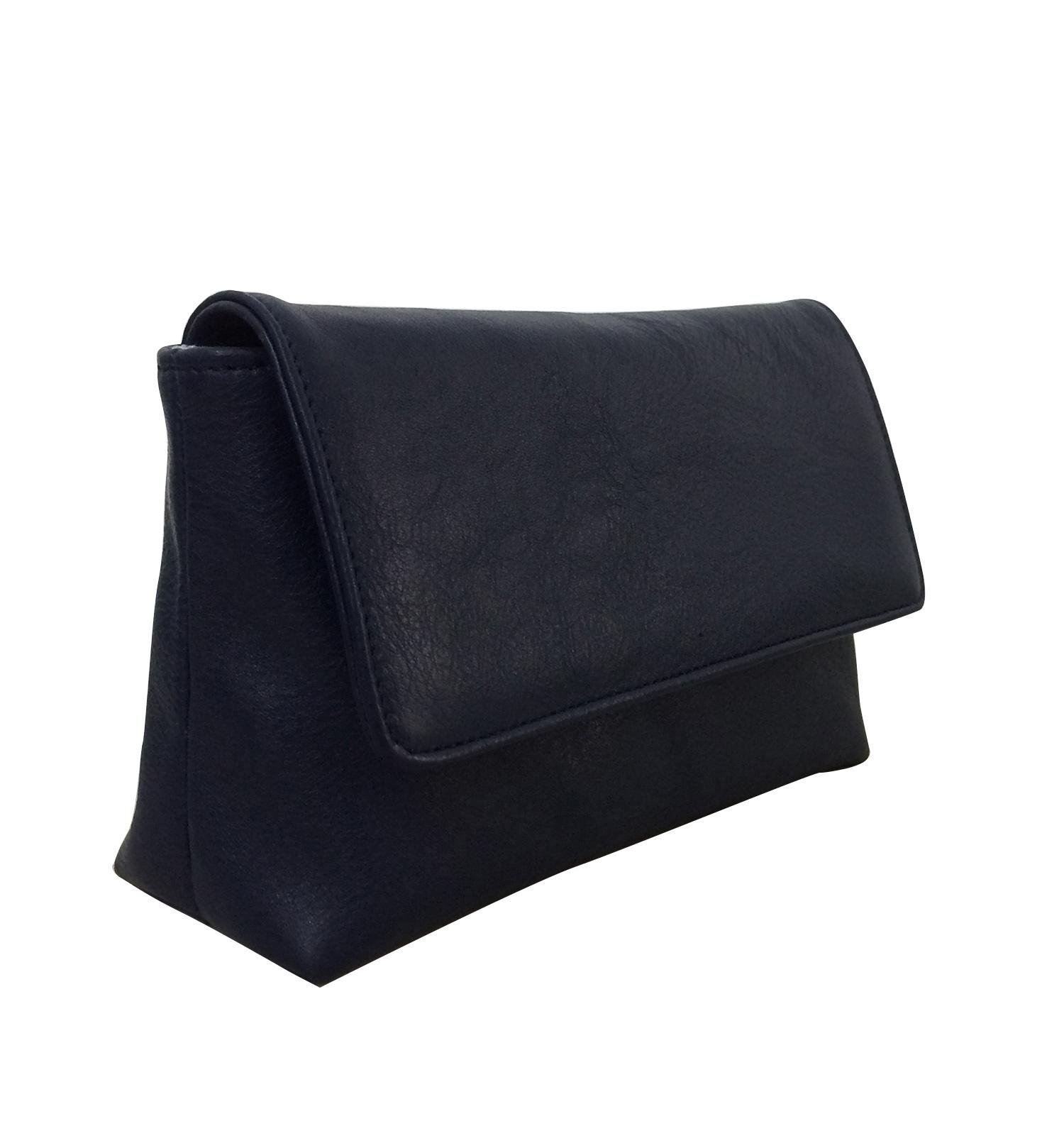 Genuine leather women purse in navy blue with flap  2