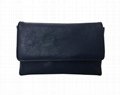 Genuine leather women purse in navy blue with flap 
