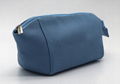 Cross pattern PU beauty lady shell shape cosmetic bag in smog blue colour  2