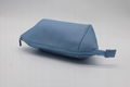 Cross pattern PU beauty lady shell shape cosmetic bag in smog blue colour 