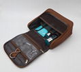 600D polyester unisex brown colour toiletry bag for gym with inner pockets