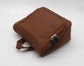 600D polyester unisex brown colour toiletry bag for gym with inner pockets