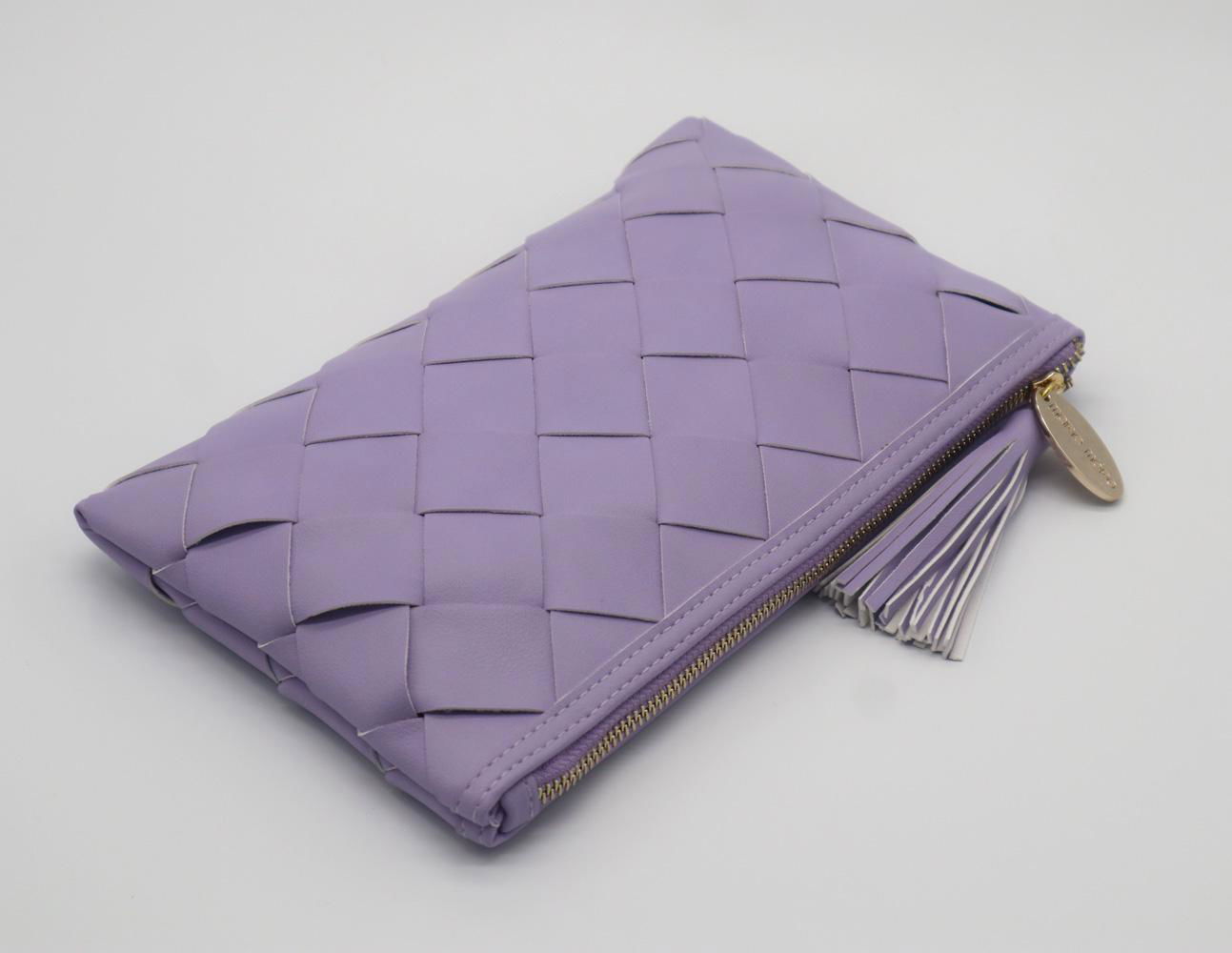 Real PU weave beauty lady clutch bag with tassel tab 3