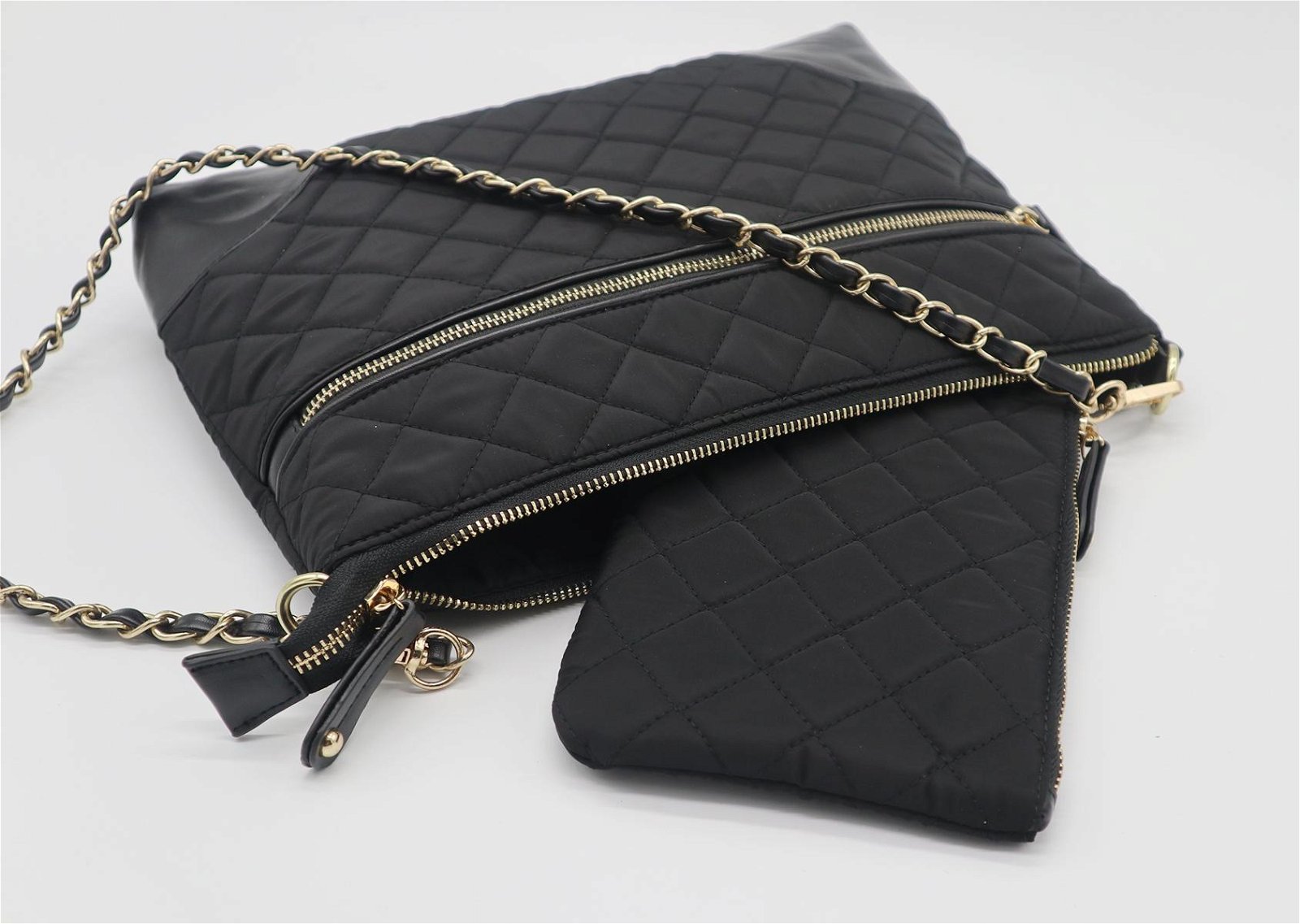 Quilted waterproof beauty women shoulder handbag with inner small clutch pouch 5