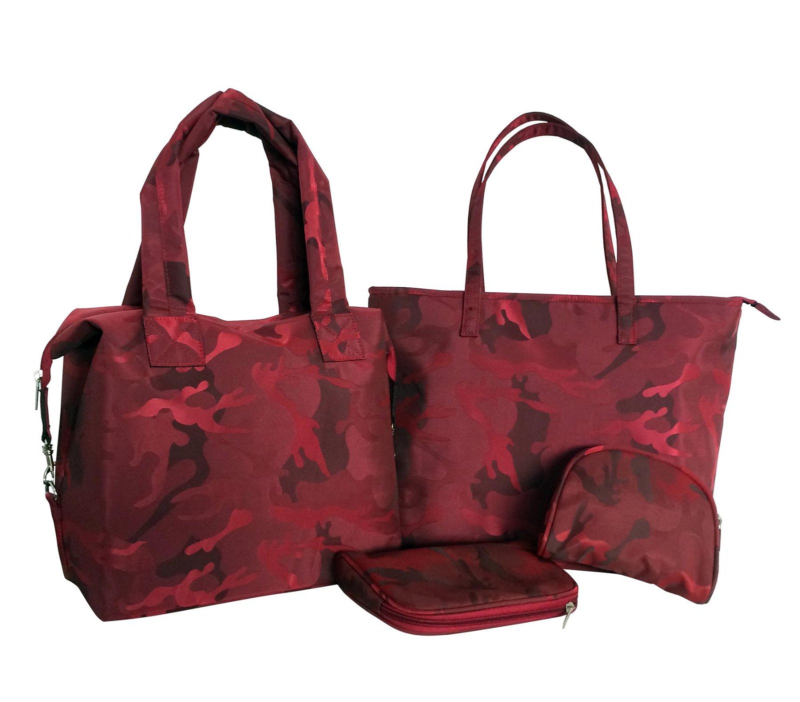 Beauty ladies nylon camouflage waterproof tote bag in garnet colour  4
